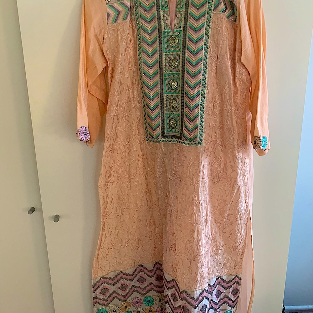 Peach embroidered salwar